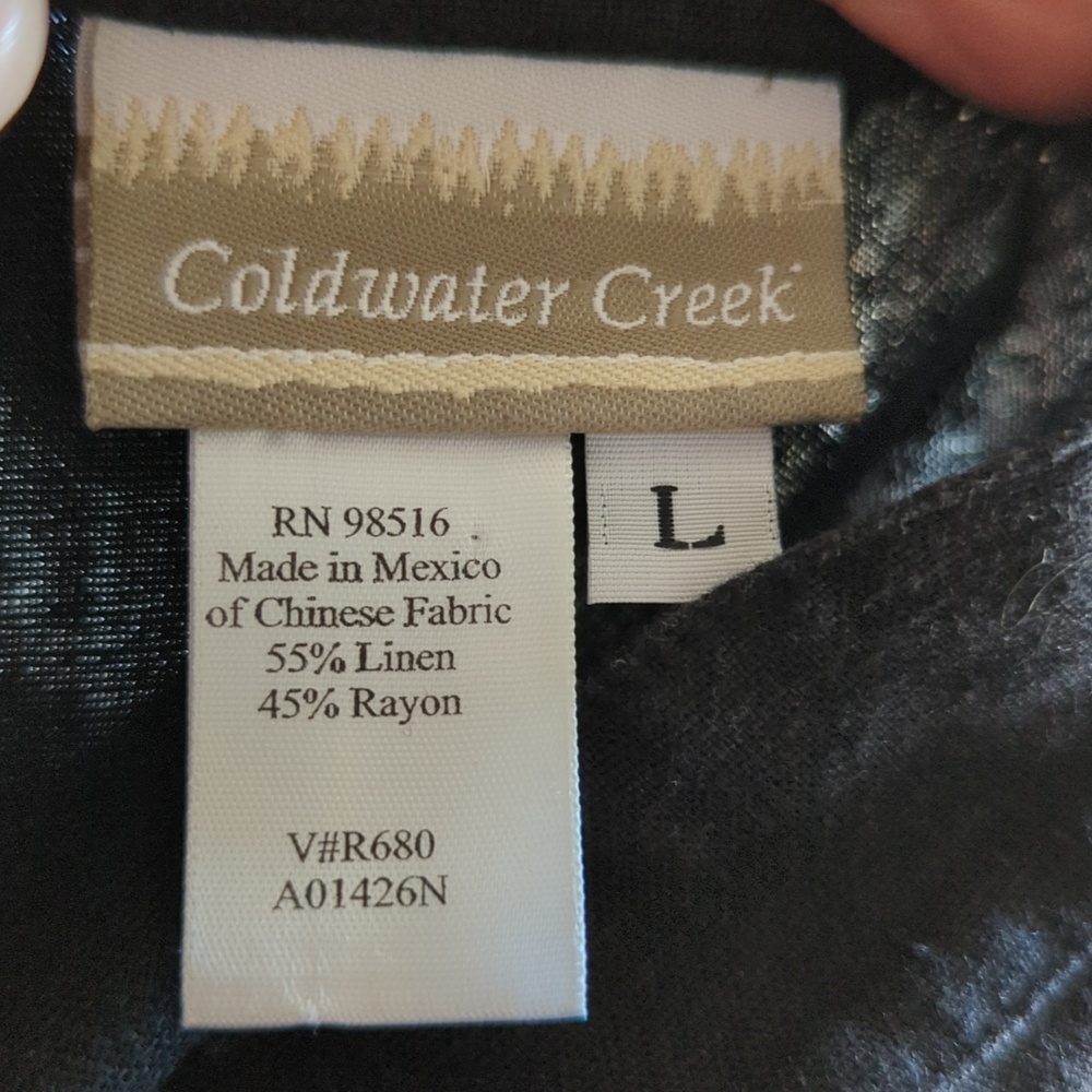 Black Linen Tunic Button Front Coldwater Creek Minimalist Quiet Luxury Chic Sz L - Picture 7 of 7